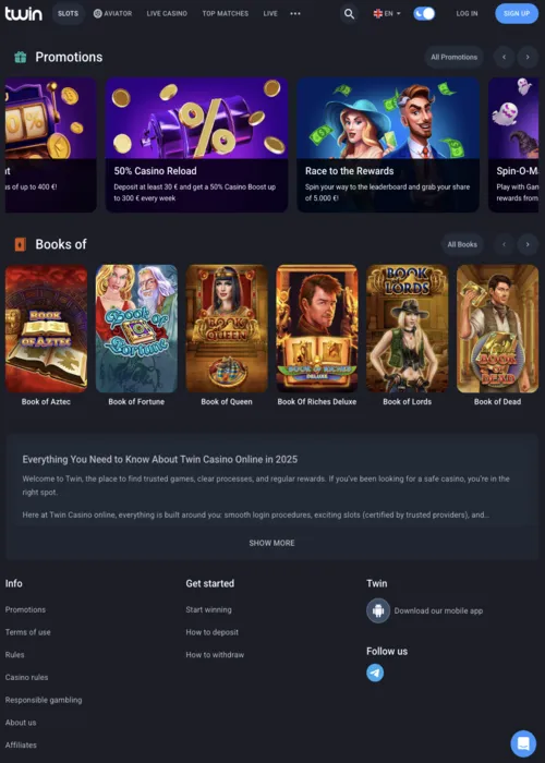 Application mobile casino télécharger Twin Casino